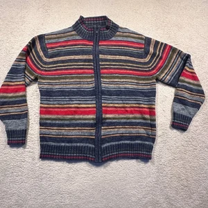 Vintage Tiara International Striped Zip Up Cardigan Sweater Womens Medium - Picture 1 of 8