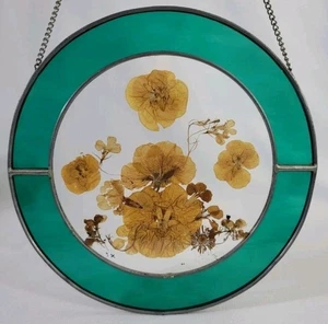 Finestra in vetro colorato prendisole vintage da appendere fiori pressati rotondi - Foto 1 di 11