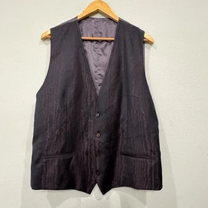 Dolce & Gabbana Men’s Wool Suit Vest Size 54/ US 44 XL Black Burgundy Grain - Picture 1 of 15
