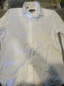 Vestido formal blanco David Donahue para hombre 17 (34/35) corte puño francés. Q - Imagen 1 de 10