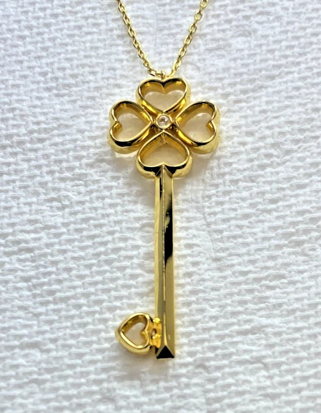 Kate Spade Gold Tone Pave Key Drop Pendant Necklace 18plus 3" Z114