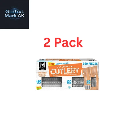 Paquete combinado de cubiertos transparentes Member's Mark - tenedores, cuchillos, cucharas, 360 ct (paquete de Foto 1 de 4