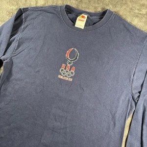 Beijing China 2008 Olympics Mens L Tee Shirt Dark Blue Long Sleeve Heavy Cotton - Picture 1 of 9