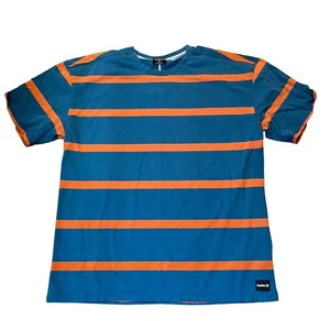 Camiseta Hurley Para Hombre XL Azul Y Naranja Rayas Cuello Redondo - Imagen 1 de 4
