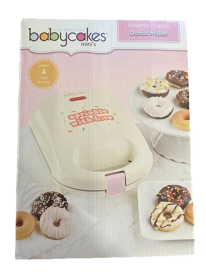 ¡Caja nunca abierta! Babycakes Mini Donut Maker, Recubierto de Cerámica Antiadherente, ¡Hace 4! Foto 1 de 4