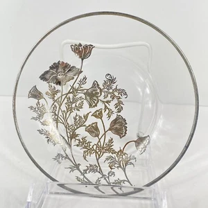 Mid Century Silver Overlay Floral Glass Plate Tray by Silver City Glass Company - Picture 1 of 4