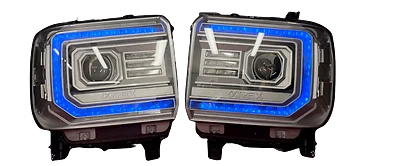 Faróis personalizados 2014-2018 GMC Sierra com pintura de correspondência de cores alfarex - Imagem 1 de 4