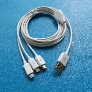 2M 6FT Micro USB Splitter Cable, 1 to 3 Micro USB Cable Charging Cord-White - Picture 1 of 4