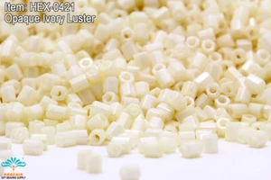 Miyuki Hexagon 2 Cut 11/0 Opaque Ivory Luster Hex-0421 - Picture 1 of 1