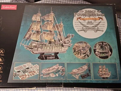3D Puzzle Pieces Pirate Ship 360Pcs 1:95 Green LED Flying Dutchman Craft Gift - Image 1 of 4