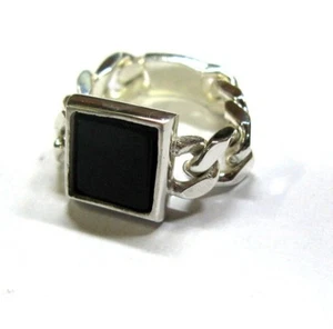 anello uomo onice maglia morbida groumette argento 925 lavorazione artigiana - Foto 1 di 1