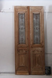 VINTAGE DOUBLE FRENCH METAL GLASS DOOR L166 - Picture 1 of 3