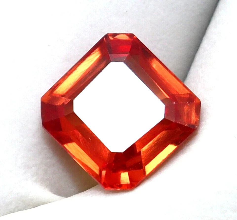 Zafiro naranja natural 4,50 quilates corte Asscher piedra preciosa suelta certificada impecable Foto 1 de 4