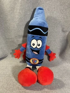 Crayola Experience Crayon Happy Blue Super Tip Superhero Plush Toy Red Cape 18" - Picture 1 of 5