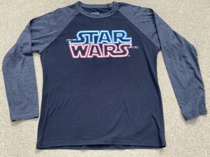 Star Wars lightsaber logo Black long sleeve t-shirt youth Large graphic tee - Picture 1 of 7