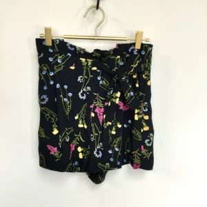 Do+Be Womens Black Floral Tie Waist Wide Leg Pleated Paperbag Shorts Size Small - Picture 1 of 10