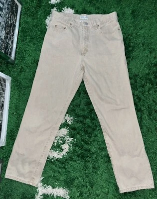 Vintage 90s Guess Jeans Made in USA Cream Tan Traditional 34x30 Style #38001-30 - Image 1 of 4