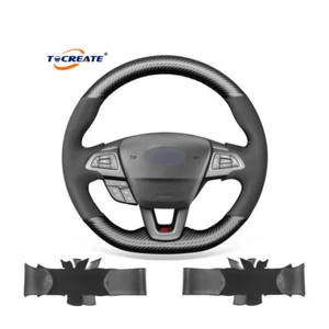 Black Suede Carbon Fiber Steering Wheel Cover for ford Focus (ST | RS) #Q042 - Imagen 1 de 11