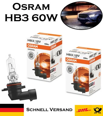 2x Osram HB3 60W 12V P20d 9005 Scheinwerfer Fernlicht Abblendlicht Ersatz Birne - Bild 1 von 4