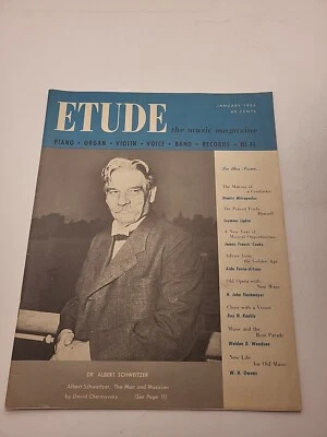 Dr. Albert Schweitzer en portada Etude The Music Magazine - enero 1954 Foto 1 de 4