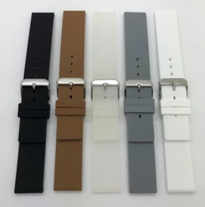 20mm Black White Smooth Plain Rubber Silicone Soft Watch Band Sport Waterproof - Picture 1 of 21