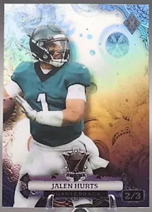 Jalen Hurts /3 2024 Wild Card 7 borchie per carte argento Holo Eagles SSP Super Bowl! - Foto 1 di 2