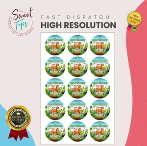 15X KIDS DINOSAUR | DINO PERSONALISED BIRTHDAY 2" ROUND EDIBLE CUPCAKE TOPPERS - Picture 1 of 1