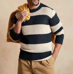 Banana Republic Inland Linen Navy Stripe Sweater (Large) - Picture 1 of 5