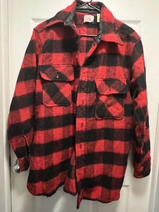 Vintage 5Brother Buffalo Red Plaid Wool Shirt Jacket Union Made Men’s Sz 16 (M) - Picture 1 of 4