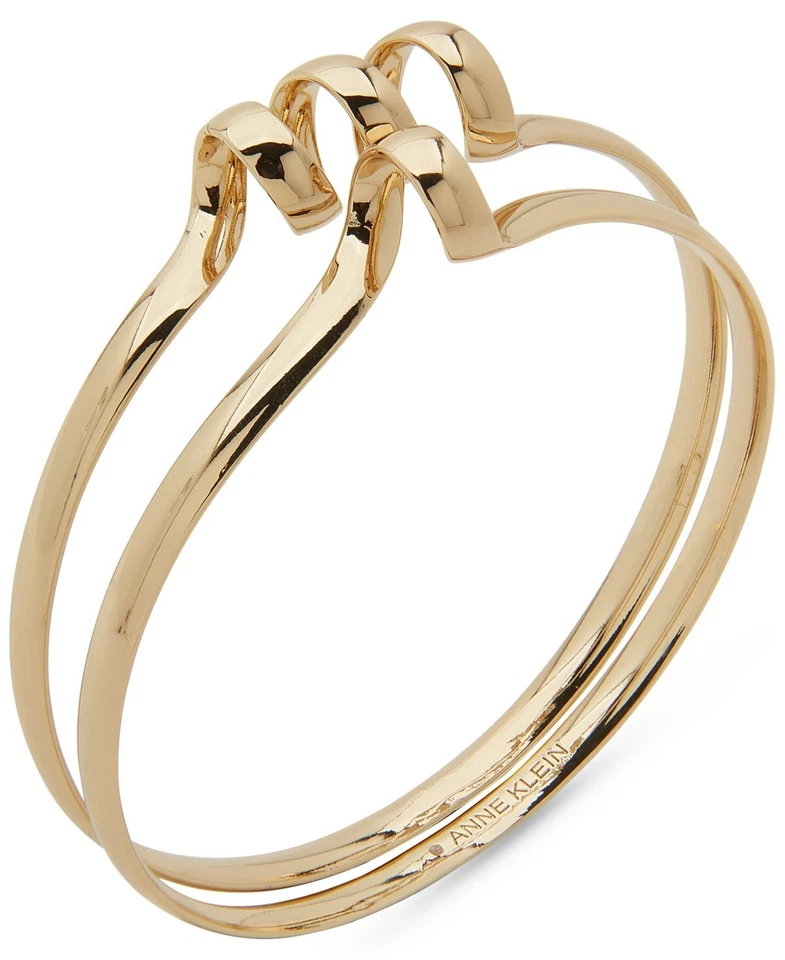 Anne Klein 金色 2 件装 套装漩涡手镯手链 - 金色 — 第 1/1 张图片