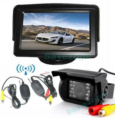 Wireless Car Rear View Kit 4.3" TFT LCD Monitor + 18 IR LED CCD Reversing Camera - Image 1 of 4