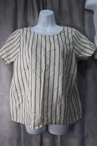 Top de mujer World Market azul marfil vertical 2 rayas manga corta talla L/XL - Imagen 1 de 2