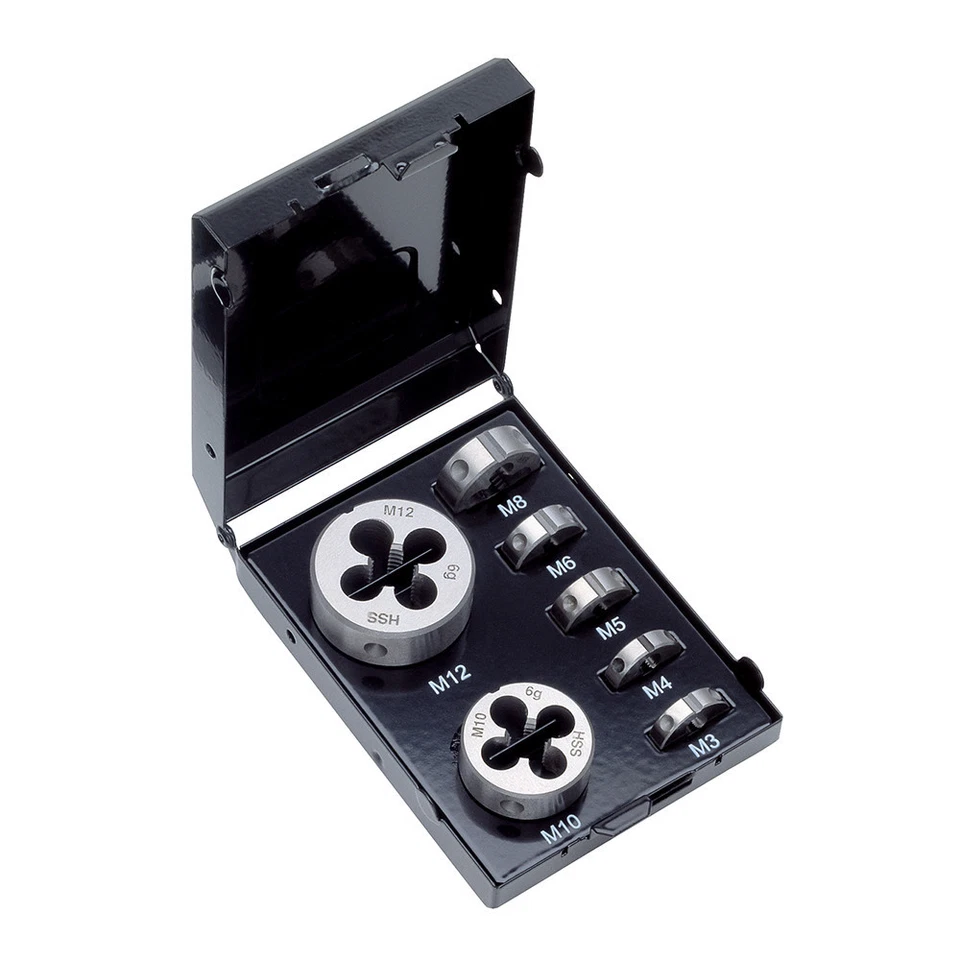 VÖLKEL 7-tlg Satz M HSS Gewindeschneider Schneideisen metrisches Regelgewinde