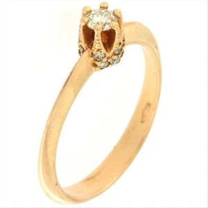 Anello Solitario Donna Oro Rosa 18kt 061 Forma Corona Diamante Naturale 0.31 ct - Foto 1 di 5