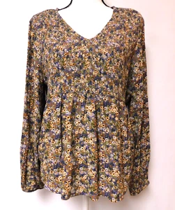 Womens Petite Large Floral Top Hobo elastic bust long sleeve NWT - Picture 1 of 10