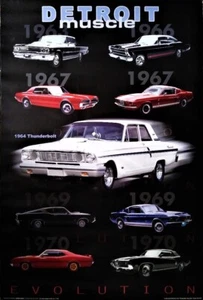 Póster de Detroit Muscle Cars Evolution 1960 a 1970 24x36 nuevo - Imagen 1 de 1