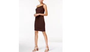 Michael Kors One-shoulder Sheath Dress Chocolate Size PS 3108 - Picture 1 of 1