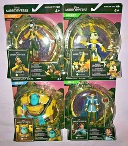4x DISNEY MIRRORVERSE FIGURES SULLEY TANK / MICKEY / BELLE / GOOFEY  **NEW** - Imagen 1 de 8