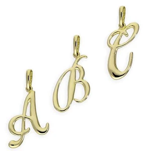 9ct Gold Fancy Calligraphy Script Letter Charms A - Z Initial Alphabet - Picture 1 of 54