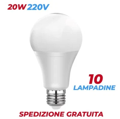 10 Lampadine Lampada 20W sfera LED attacco E 27 luce Fredda 6500K Promo Pack X10 - Immagine 1 di 2
