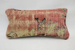 Antique Pillows, Turkish Pillow, 8"x16" Red Pillow, Kilim Pillow Cover - Picture 1 of 6