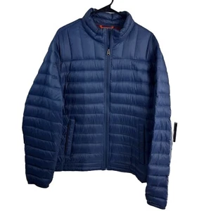 DOCKERS DOWN PUFFER JACKET ON-the-GO Blue Packable into Neck Pillow, Men's XL - Picture 1 of 10