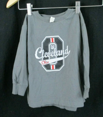 Rabbit Skins Childs Long Sleeve Tee Shirt  4 Toddler Gray Cleveland Ohio Graphic - Image 1 of 4