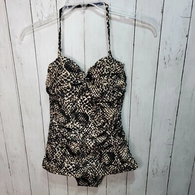 Traje de baño Shore Shapes para mujer con estampado de serpiente talla 8 halter adelgazante acanalado Foto 1 de 4