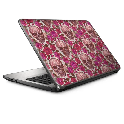 Envoltura de revestimiento universal para computadora portátil de 13 pulgadas - rosas rosadas con calaveras envejecidas Foto 1 de 4