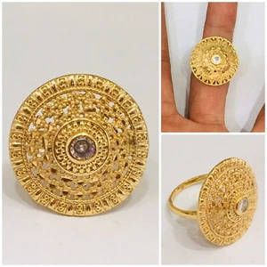 Indian Cocktail - 22k Pure Gold Plated Ring For Women - Fashion Universal USA 9 - Picture 1 of 6