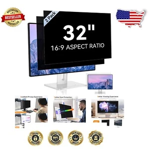 Premium Removable 32 Inch Computer Privacy Screen - 2 Pack Anti-Glare Shield - Picture 1 of 10