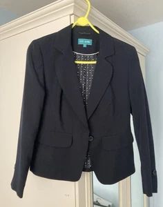 M&S Size 10 Petite, Ladies Trouser Suit, Navy Blue. Hardly Worn. - Picture 1 of 7