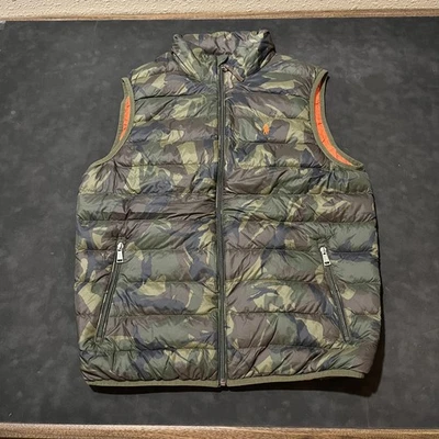 Chaleco Polo Ralph Lauren Para Hombre Mediano Camuflaje Verde Plumón Acolchado Cremallera Foto 1 de 4