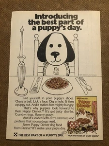 Vintage Puppy Dinner Hundefutter Magazin Anzeige 0C25 887 - Bild 1 von 2